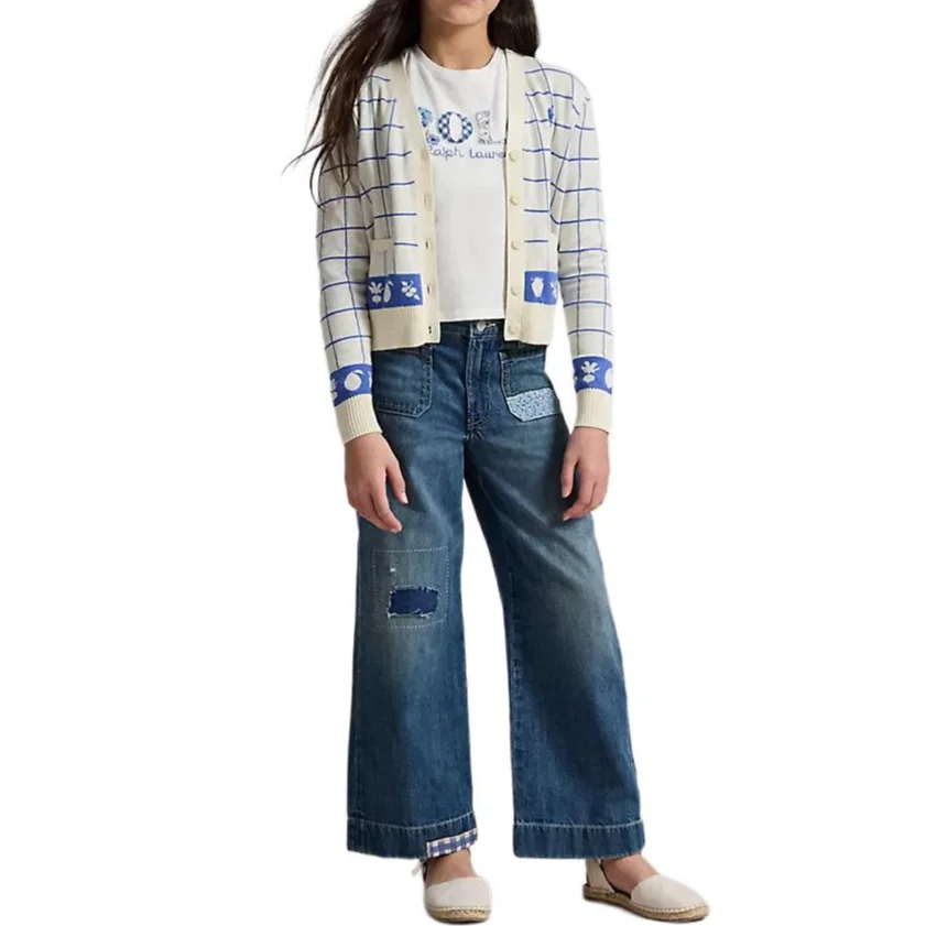 Свитер классический Polo Ralph Lauren Club Cream & Indigo Blue — фото 4