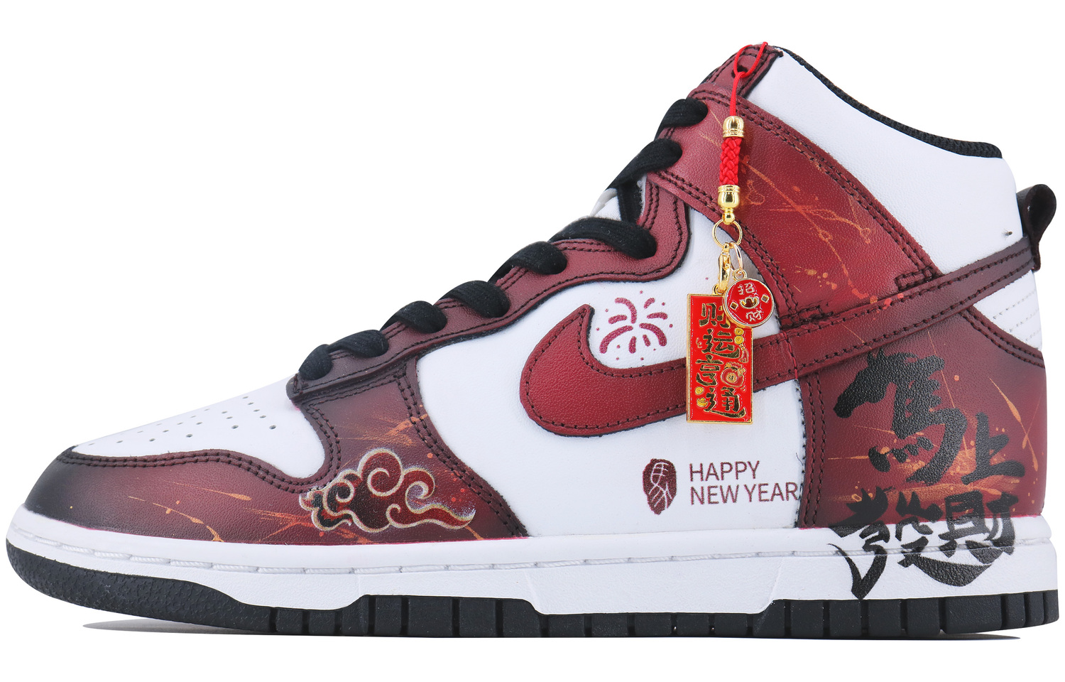 

Dunk Retro Prosperity Immediately высокие скейтборд кроссовки мужские белый черный Nike, белый красный черный