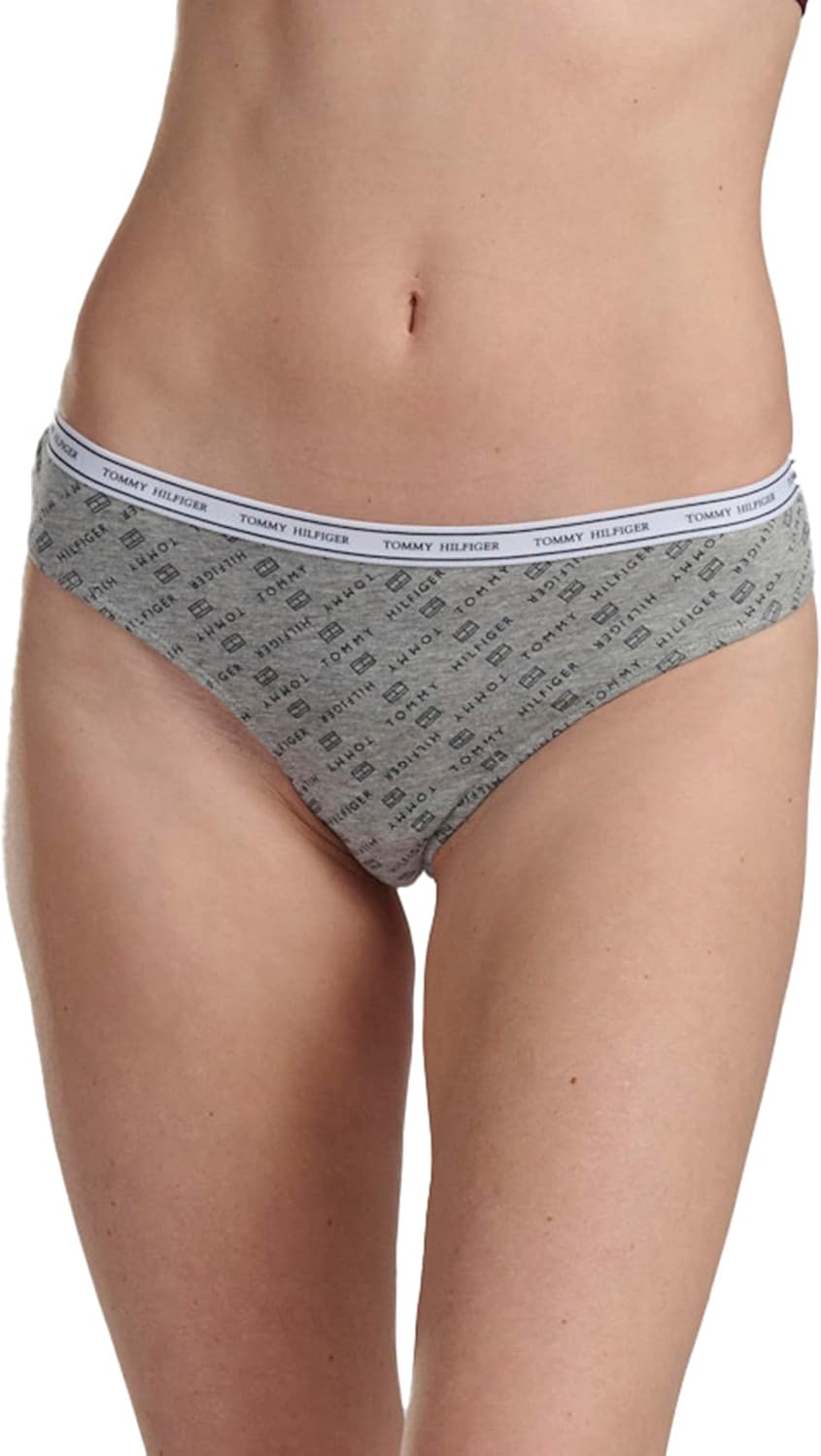 Женские классические хлопковые стринги Tommy Hilfiger с логотипом, 5 шт., Th Flag Print/Beach Glass/Bright White/Morning Glory/Morning Glory Stripe — фото 2