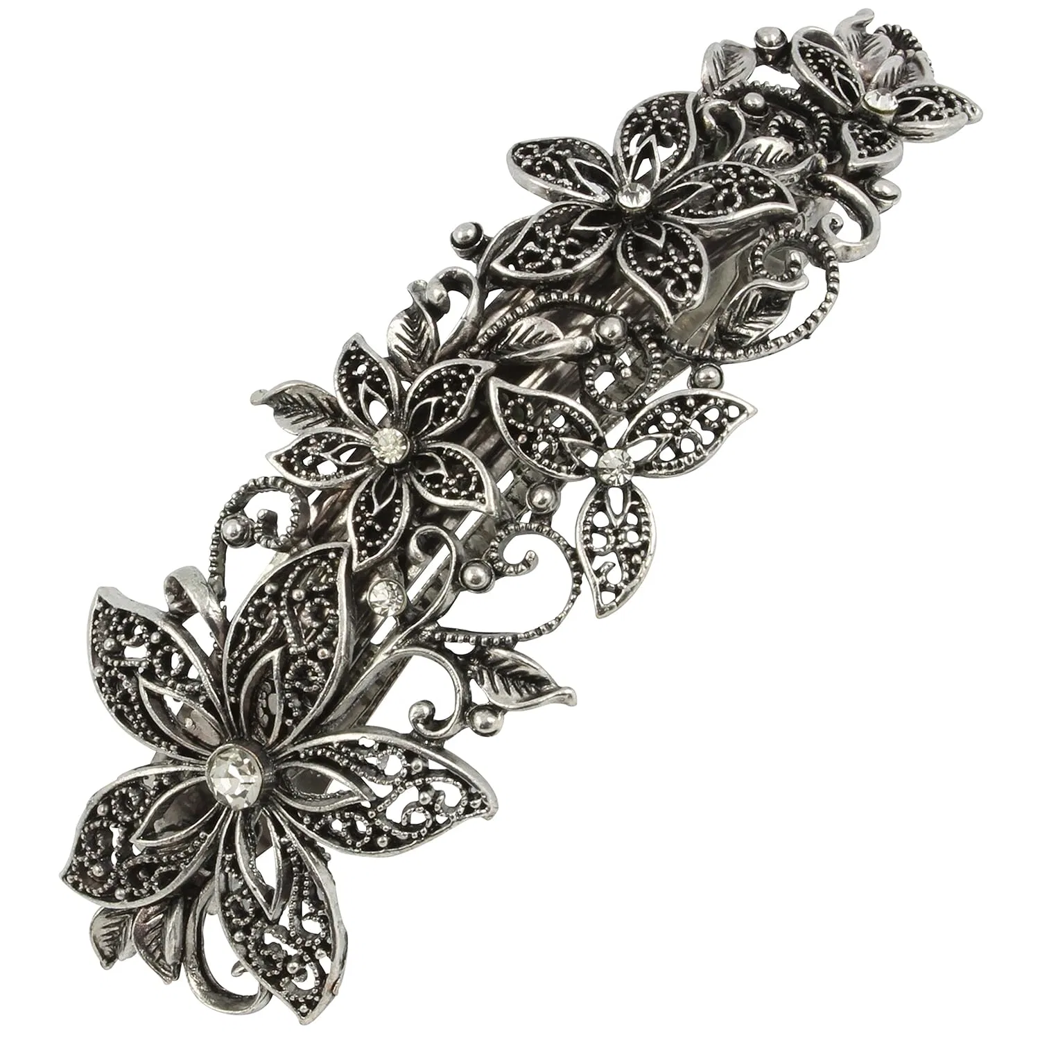 Заколка для волос Vintage Silver Leafy Barrette Cherry-On-Top