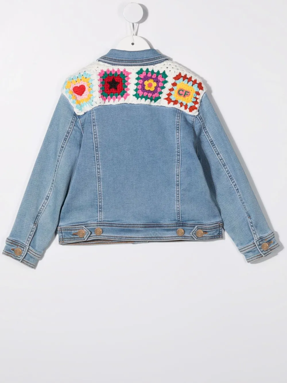 Джинсовая куртка с отделкой в технике кроше Chiara Ferragni Kids, синий — фото 2