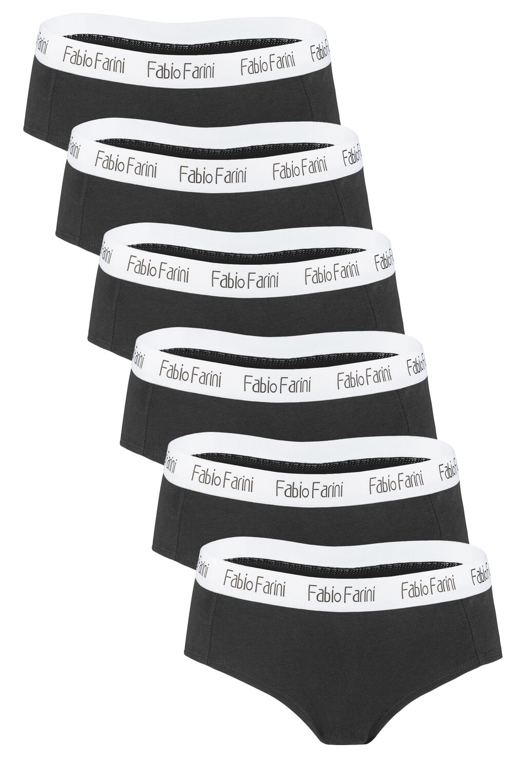 

Брюки 6ER PACK COTTON HIPSTER SLIP MIT WEISS ABGESETZTEN BUND Fabio Farini, черный