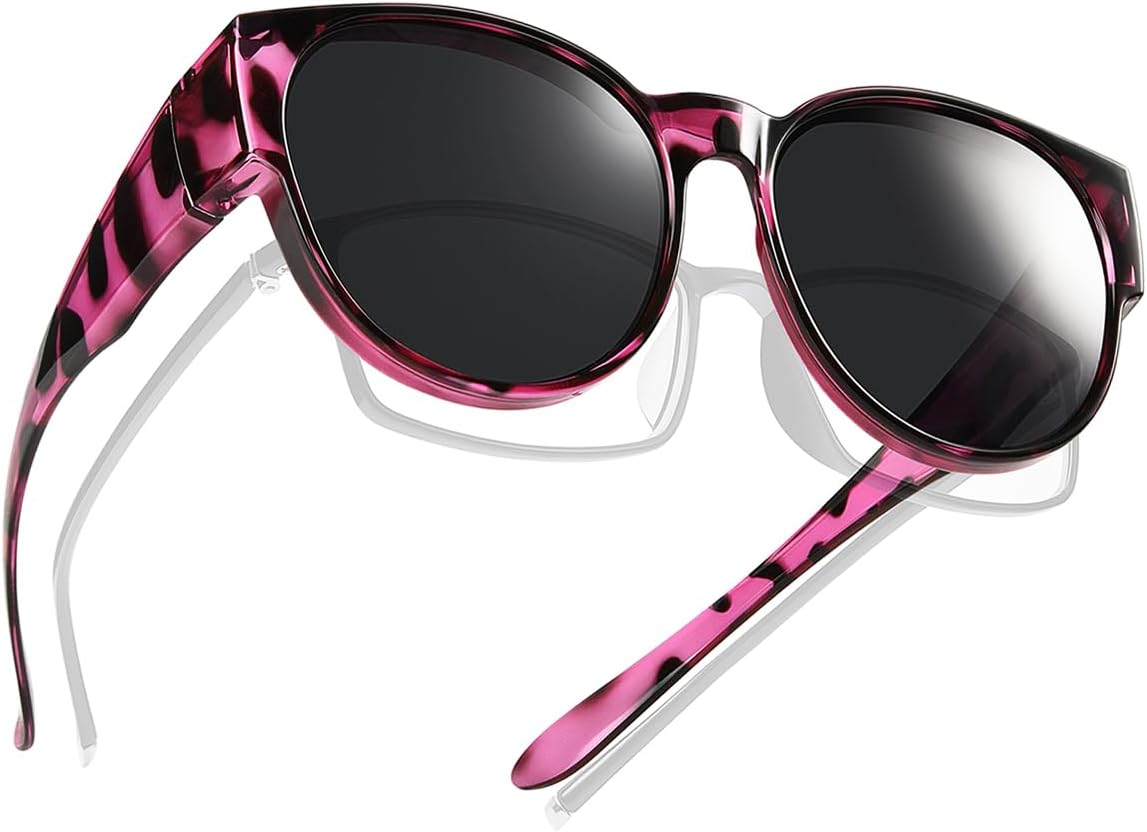 

Поляризованные солнцезащитные очки для женщин и мужчин, предназначенные для вождения, с защитой от УФ-излучения UV400, оправа «кошачий глаз» TINHAO, Purple Leopard Frame/Black Lens