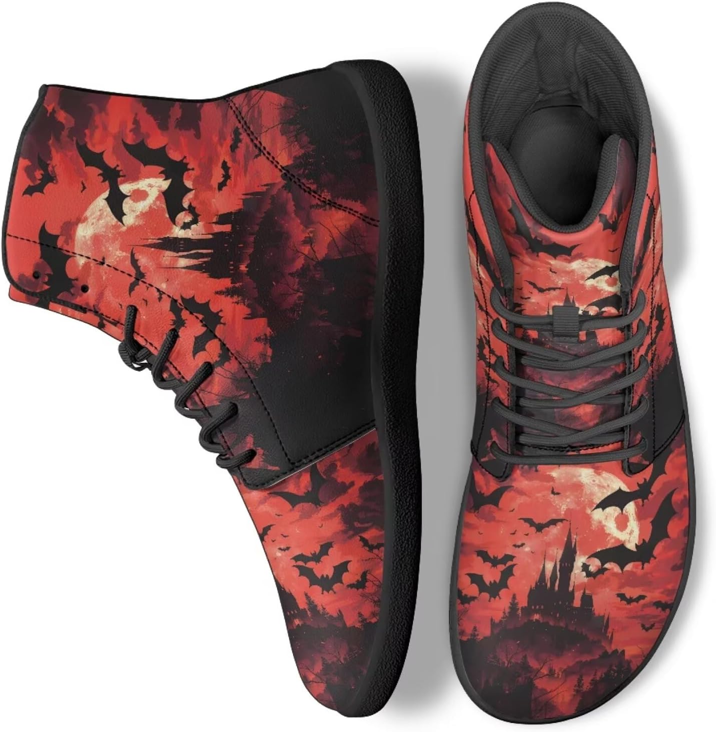 

Женские и мужские высокие кроссовки, модные спортивные кроссовки для ходьбы, бега и путешествий Ecaestolph, черный/красный