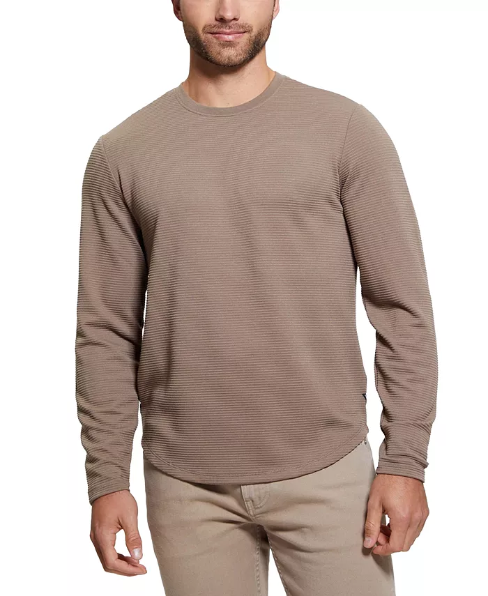 

Мужская футболка с длинным рукавом Relaxed Fit Linear Textured Crewneck GUESS, коричневый