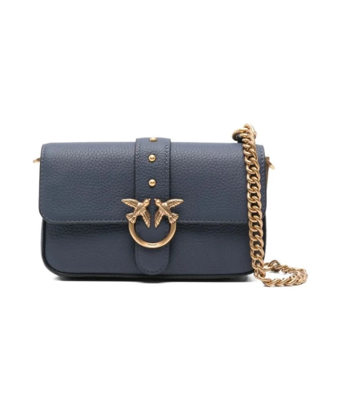 

Синяя сумка из зернистой кожи с заклепками. Pinko, синий