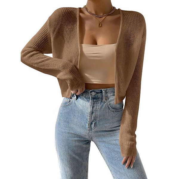 

Женский кардиган с длинными рукавами и открытой передней частью Yesfashion, Yellow