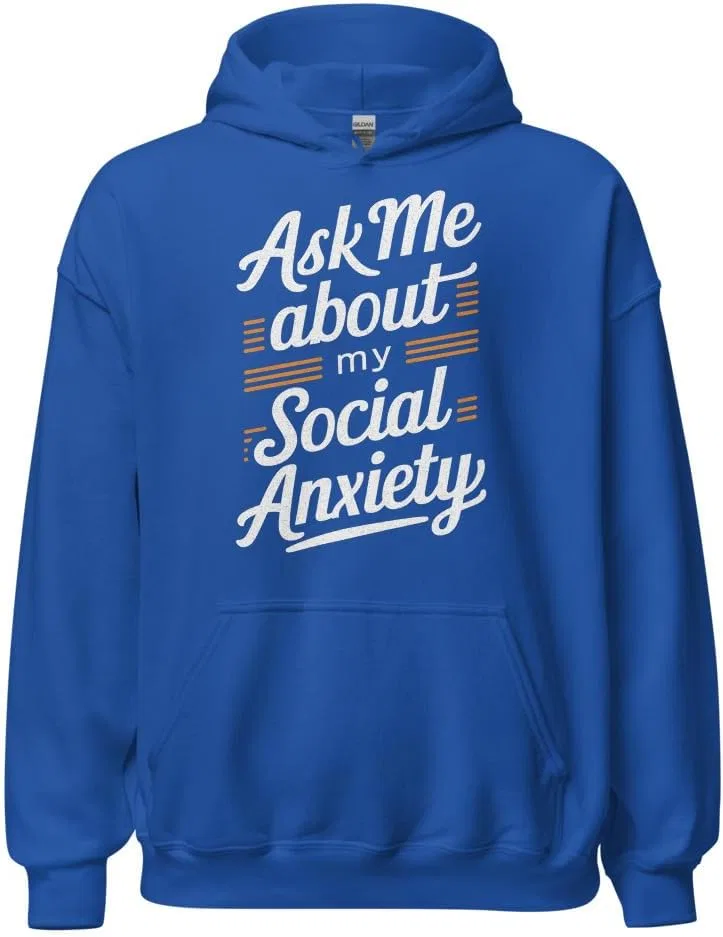 Толстовка Funny Introvert Unisex, Ask Me About My Social Anxiety Generic, Royal