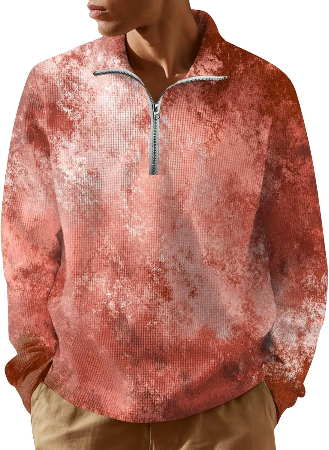 

Мужская футболка Henley с длинным рукавом и принтом тай-дай, размеры M-3XL Ymosrh