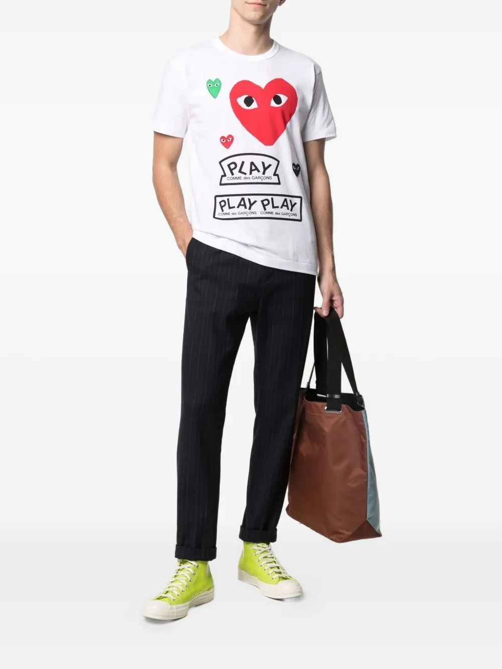 Хлопковая футболка с принтом сердца Comme Des Garçons Play, белый — фото 2