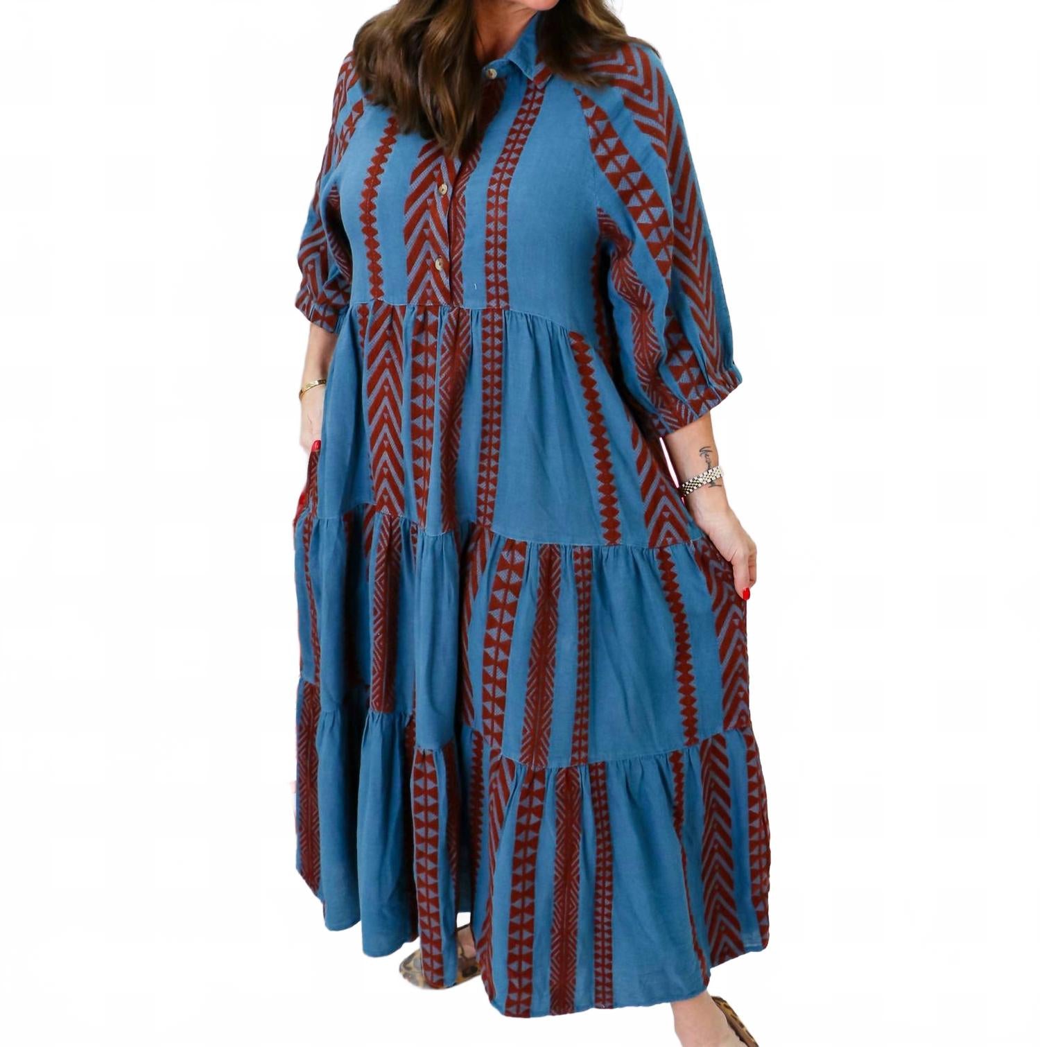 

Платье с узором и ярусами в мультицвете Ivy Jane