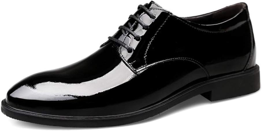 

Мужские классические туфли на шнуровке с круглыми носками, дерби из лакированной кожи, подкладка из натуральной кожи, подошва из резины, нескользящие, устойчивый каблук, низкие, для делового стиля Zuzala, черный