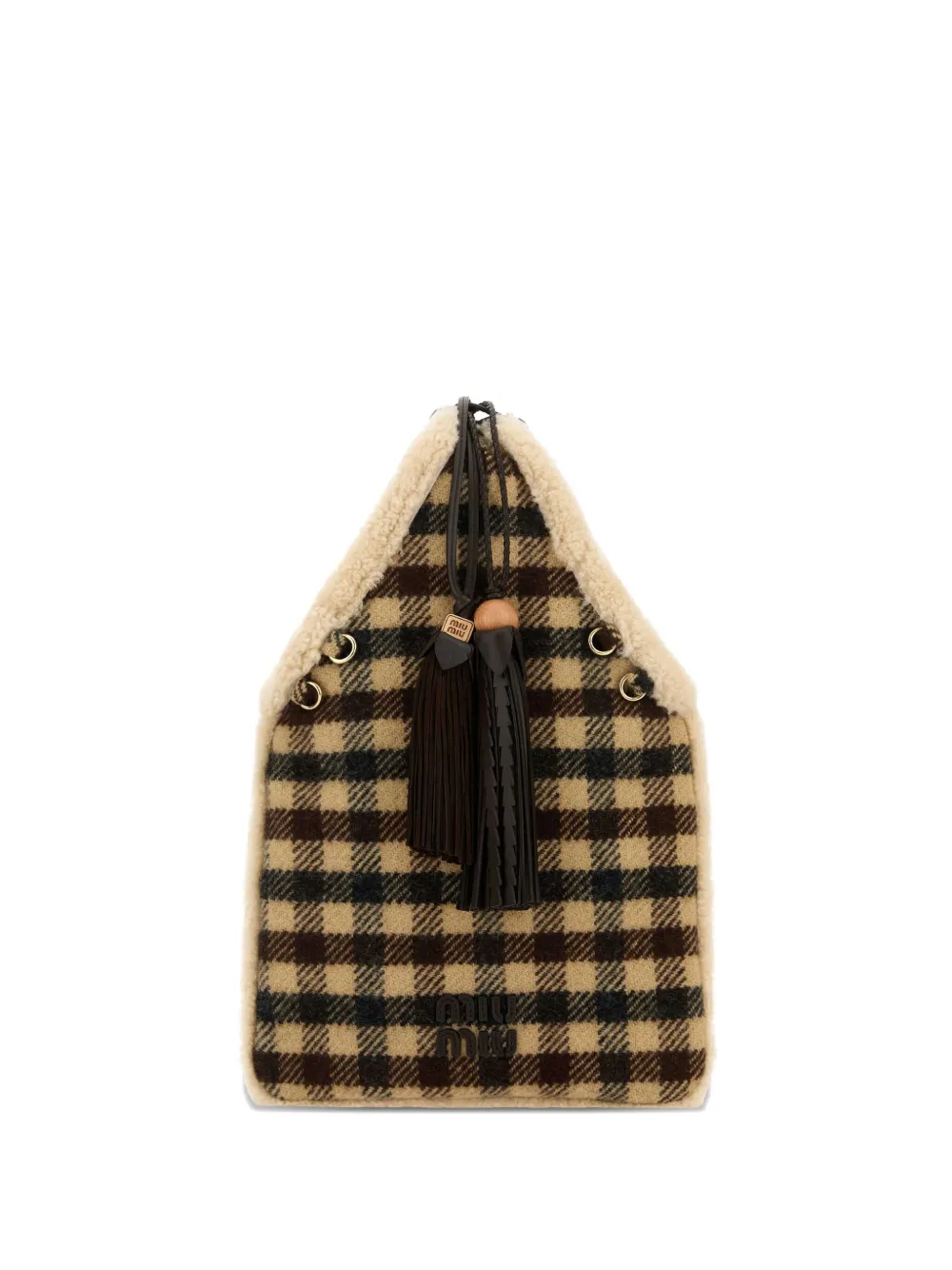 

Сумка-тоут с отделкой из овчины Miu Miu, бежевый