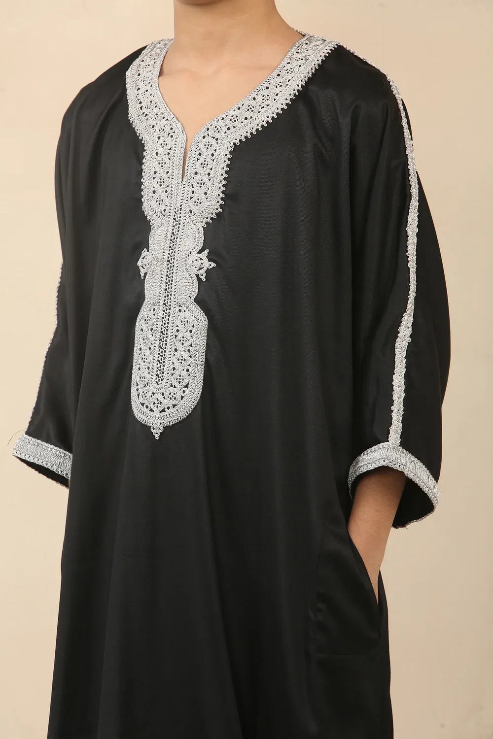 Arabic Thobes Детский черный марокканский халат для мальчиков Тобе Джубба Ид Джеллаба Гандура — фото 2