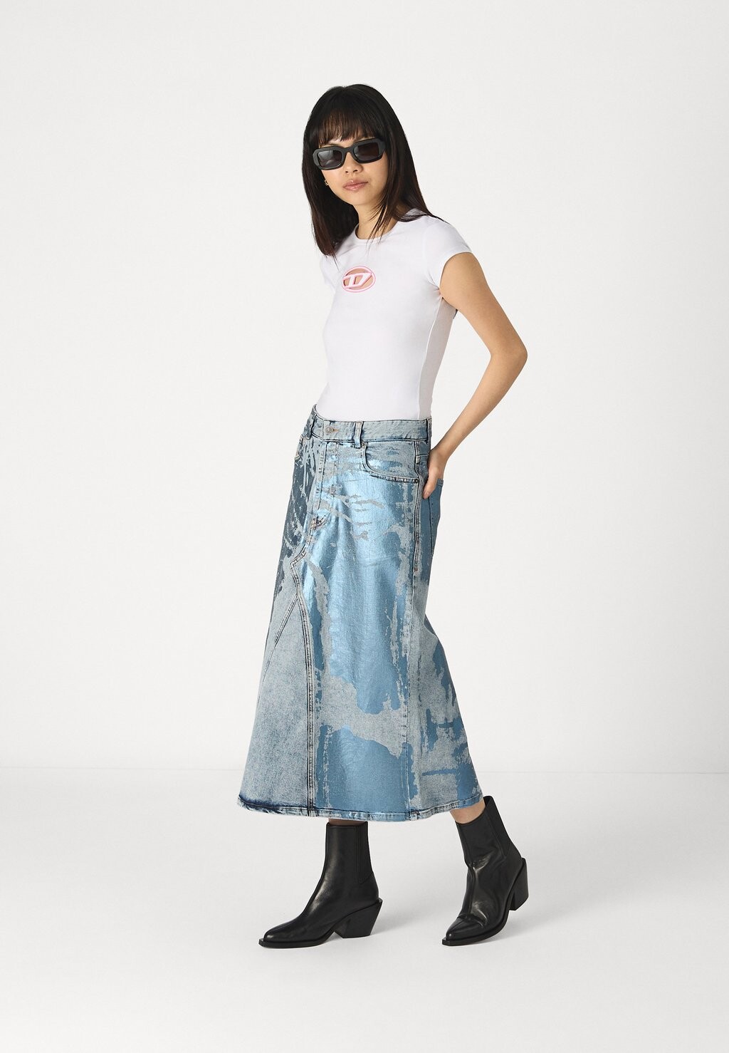 

Джинсовая юбка PAGO MIDI SKIRT Diesel, синие джинсы