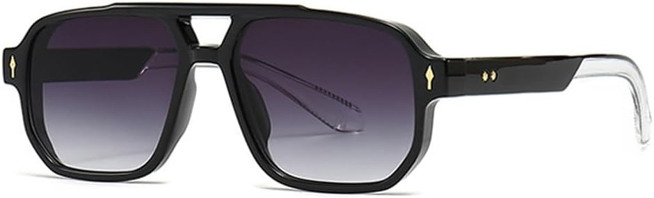 

Солнцезащитные очки в стиле ретро с двойной перемычкой для женщин, градиентные линзы, защита от УФ-излучения UV400, модные заклепки для мужчин HVTVTLA, Black Gray Gradient