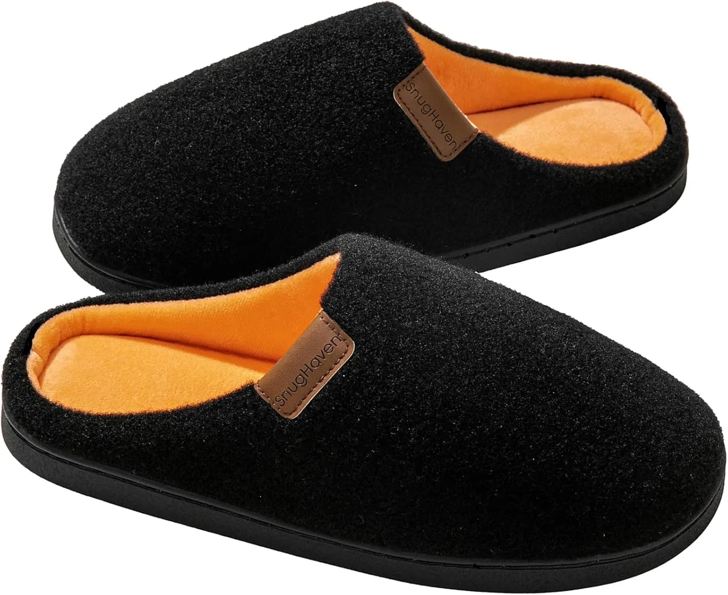 Тапочки с мягкой амортизацией мужские, Black+orange SnugHaven