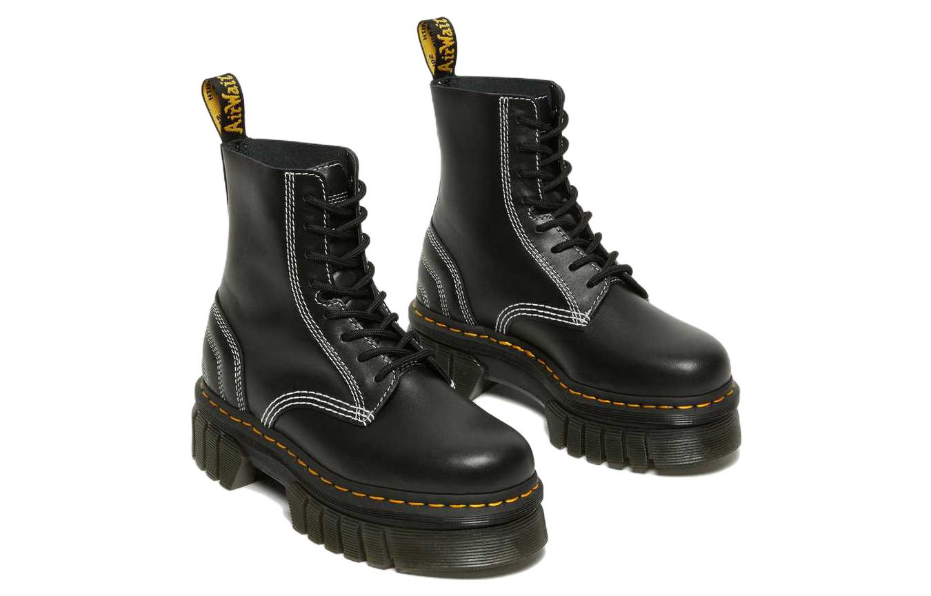 Мужские ботинки Dr. Martens Audrick кожаные на платформе с контрастной строчкой, черный — фото 3