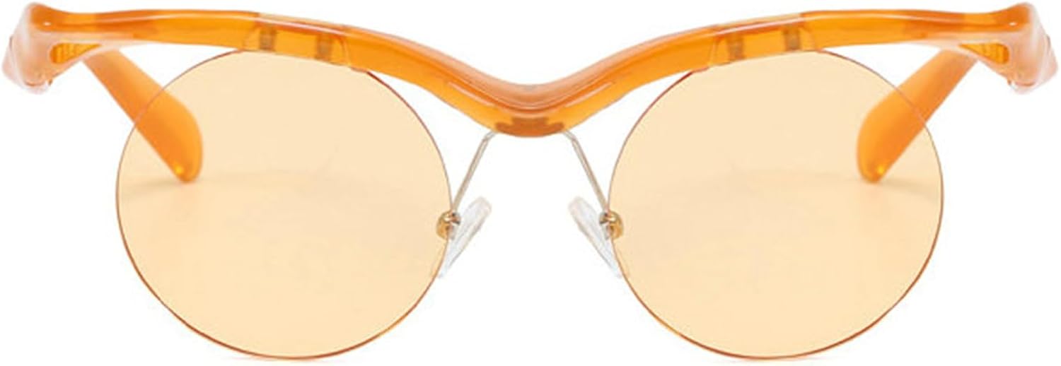 

Солнцезащитные очки Willochra в маленькой круглой оправе в стиле панк для женщин и мужчин, роскошные винтажные солнцезащитные очки без оправы для женщин, защита от УФ-излучения UV400, Orange