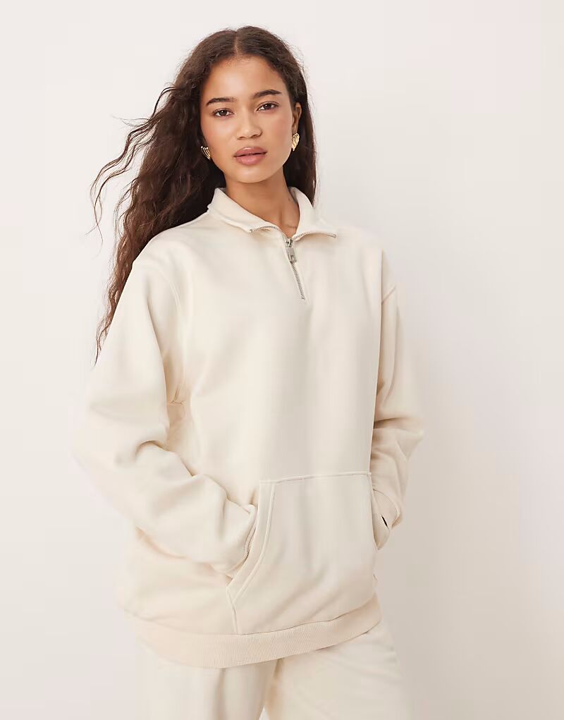 

Толстовка Quarter с воротником-стойкой и застежкой-молнией кремового цвета Brave Soul