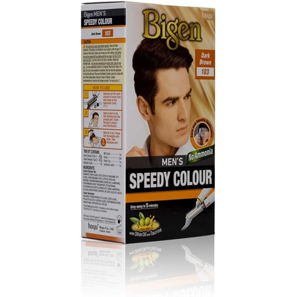 Мужская краска Speedy Color, легкое и быстрое нанесение, без аммиака, с аппликатором-расческой 103, темно-коричневый Bigen — фото 2