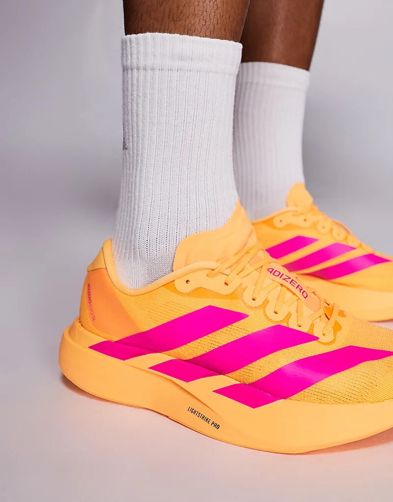 Кроссовки Adidas Running Adizero EVO SL ярко-оранжевого и розового цветов — фото 4