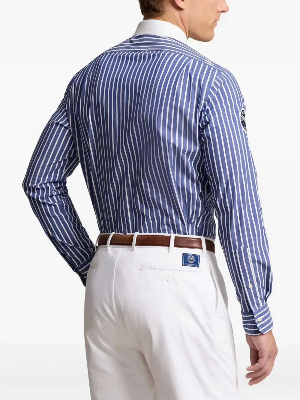 Полосатая рубашка с вышивкой POLO RALPH LAUREN, синий — фото 4