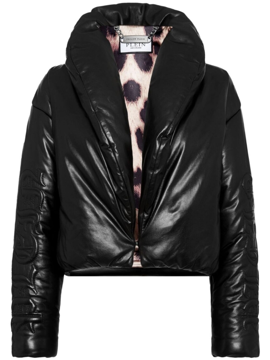 

Кожаная байкерская куртка Skull & Bones Philipp Plein, черный