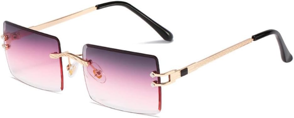 

Солнцезащитные очки без оправы прямоугольной формы для женщин, очки без оправы для мужчин, сверхлегкие солнцезащитные очки с защитой от УФ-излучения UV400 LANGSER, Gold Grey Pink