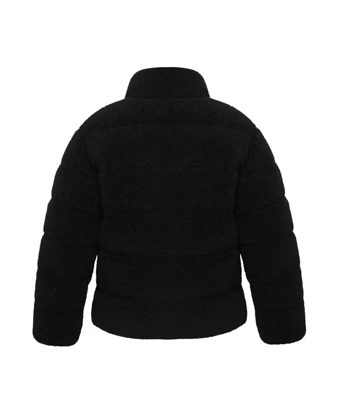 Пуховая куртка Big Girls Sherpa с подкладкой из овчины Rokka&Rolla, черный — фото 3