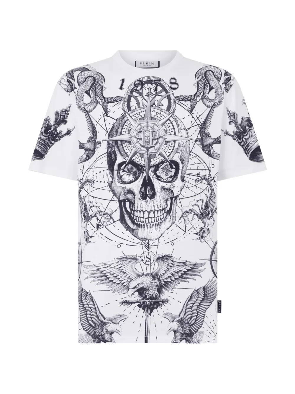 

Футболка с круглым вырезом и принтом в виде черепа Philipp Plein, белый