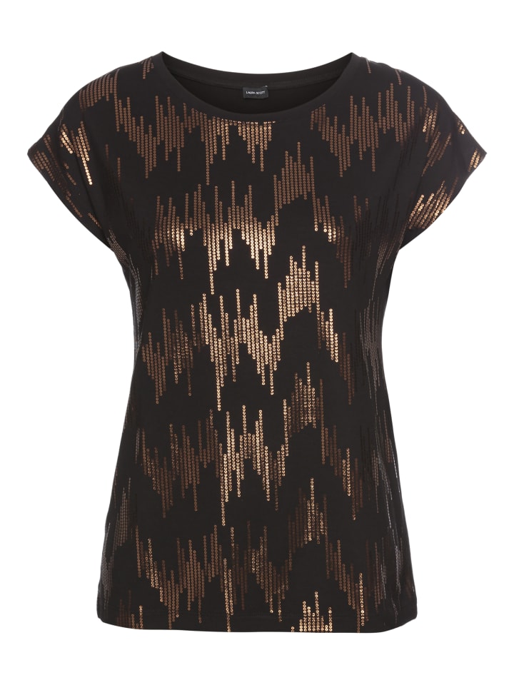 

черно-золотая рубашка с круглым вырезом Laura Scott