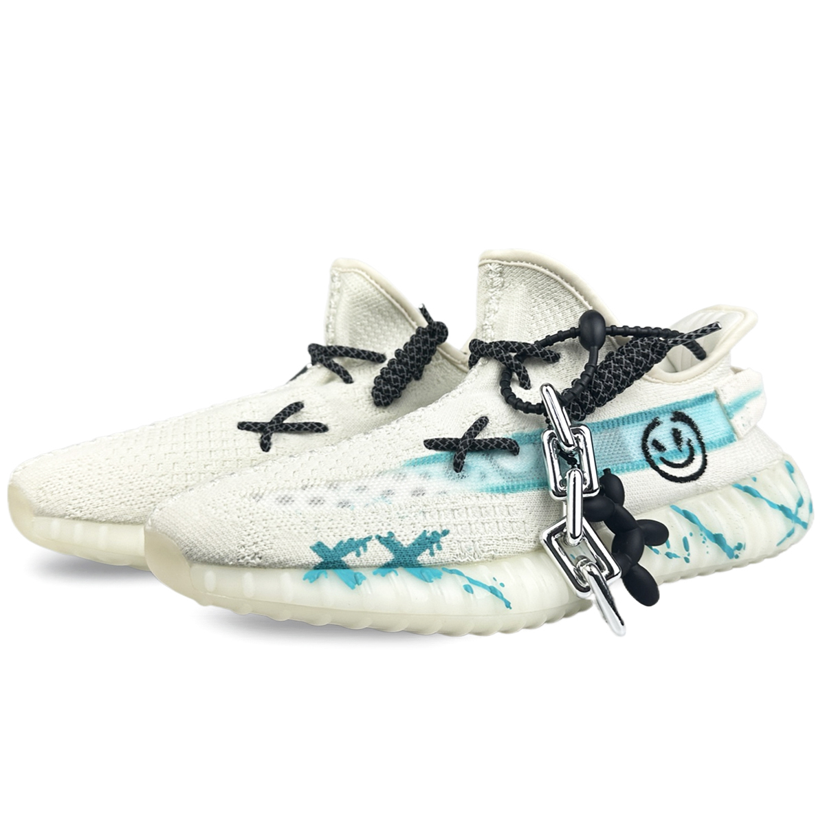 Adidas Originals Yeezy Boost 350 V2 Low Top повседневные кроссовки унисекс белый циан, цвет White Cyan — фото 4