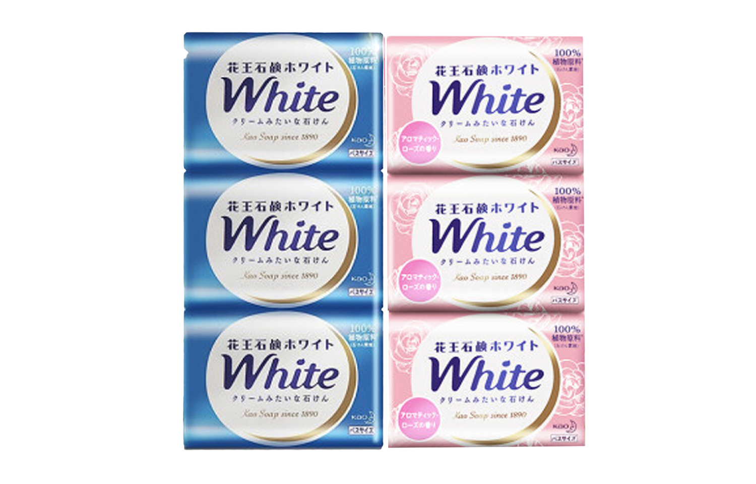 

KAO Мыло HUAWANG Rose Milk увлажняющее, контролирующее жирность и глубоко очищающее 130г*2+130г*2 Rose