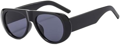 

Модные солнцезащитные очки в ретро-стиле с большой оправой, мужские, с защитой от УФ-излучения, овальной формы, женские, в современном минималистичном стиле MTZJH, Black