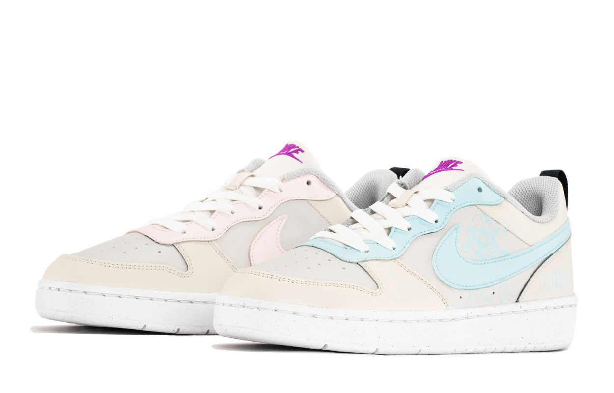 

Nike Court Borough нескользящие амортизирующие низкие детские скейтбординг кроссовки pink yellow white для подростков