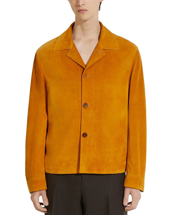 

Охровая кожаная рубашка-куртка Regular Fit ZEGNA, желтый