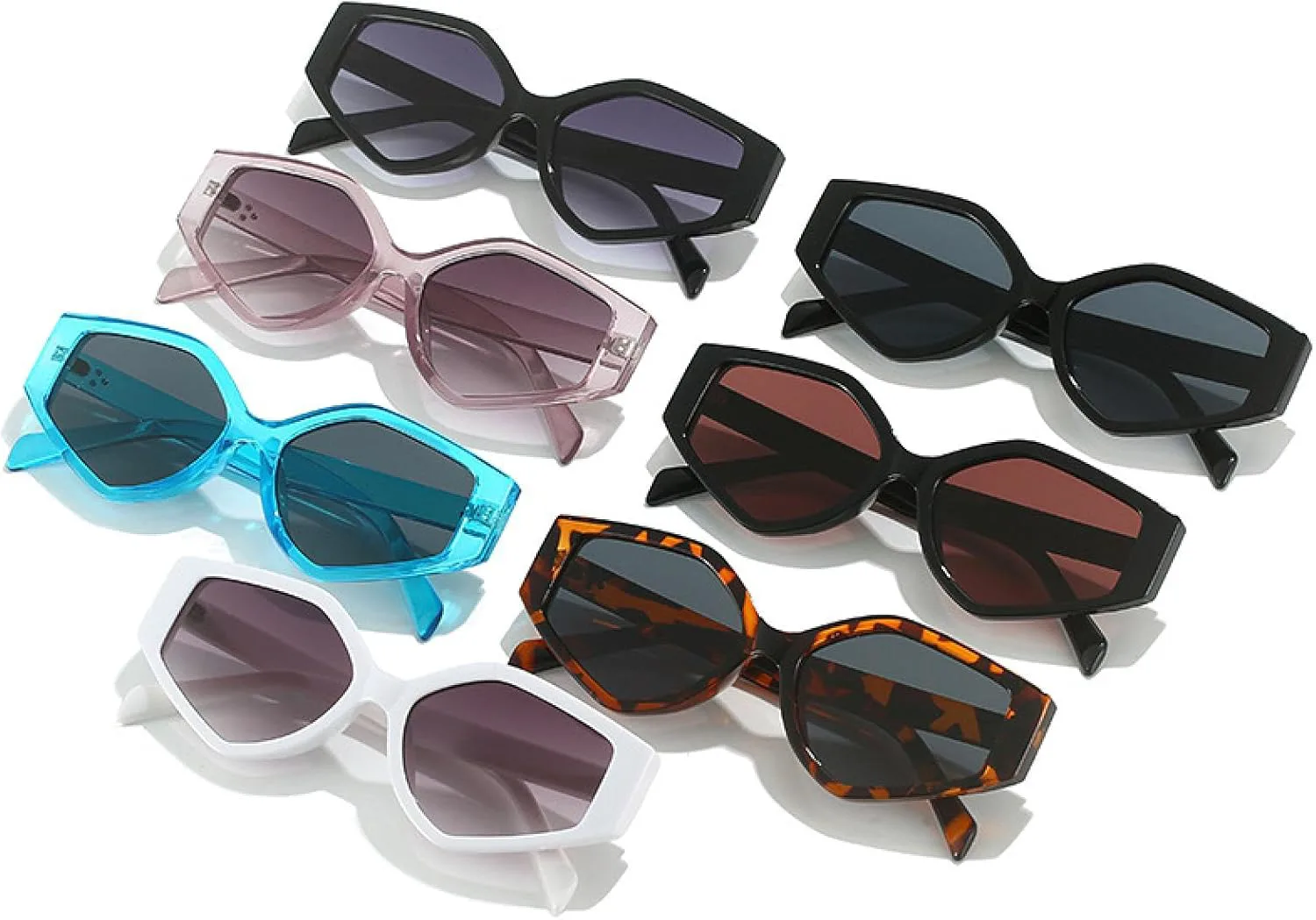 

Солнцезащитные очки Polygon Cat Eye для женщин, модные очки с градиентными линзами, винтажные солнцезащитные очки для мужчин с заклепками VVTWSSW, Black Gray