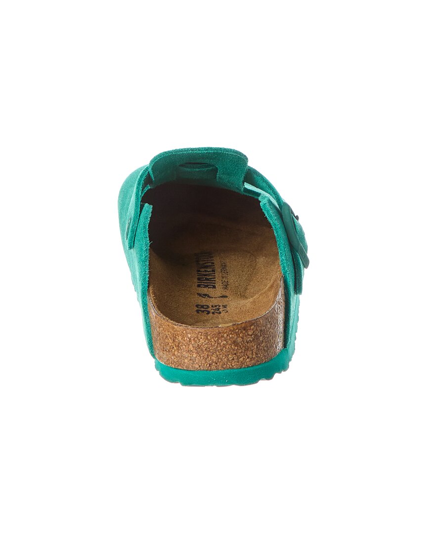 Узкие замшевые сабо Birkenstock Boston BS, зеленый — фото 3