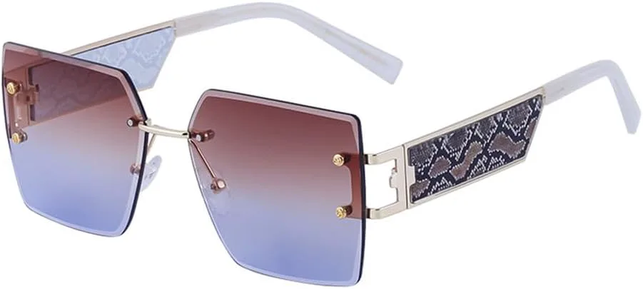 

Мужские солнцезащитные очки в стиле ретро-панк с градиентной оправой, безрамочные, для вождения на открытом воздухе, защита от УФ-излучения UV400 HDUBFY, 7