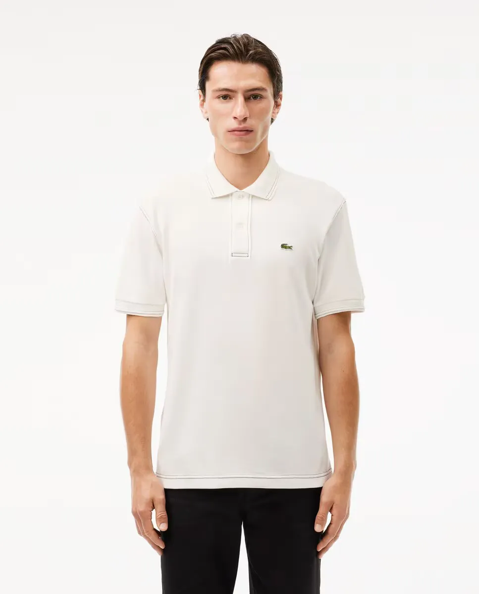 

Оригинальная мужская рубашка-поло из плотного пике с короткими рукавами Lacoste, белый