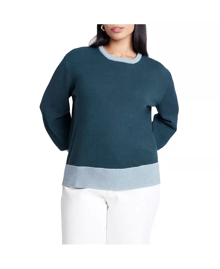 

Женский свитер с контрастной резинкой Eloquii, зеленый