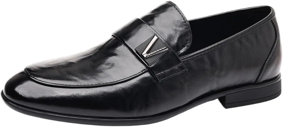 Мокасины кожаные Mens Soft Sole Leather Loafers, черный SDKOLPBNMZX