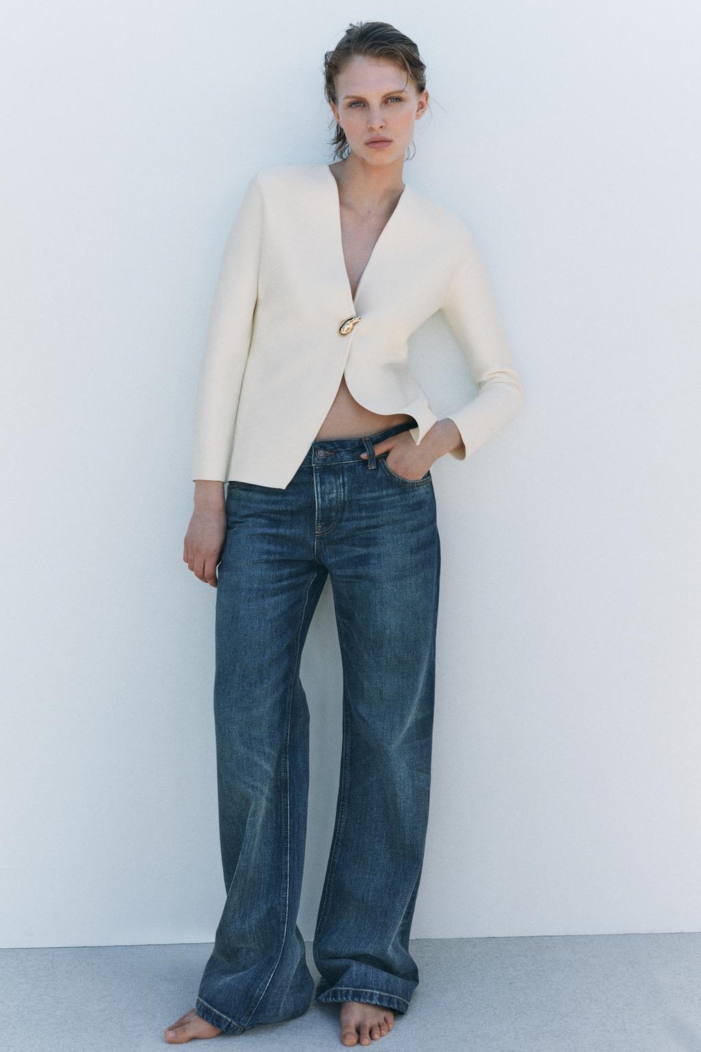 

Однотонный вязаный кардиган ZARA, экрю
