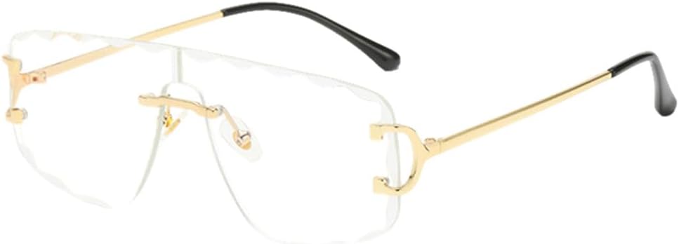 

Солнцезащитные очки MUTYNE в большой оправе без ободка, модные женские, металлические, сине-зеленые, квадратные, для мужчин и женщин, декоративные, унисекс, Gold With Clear