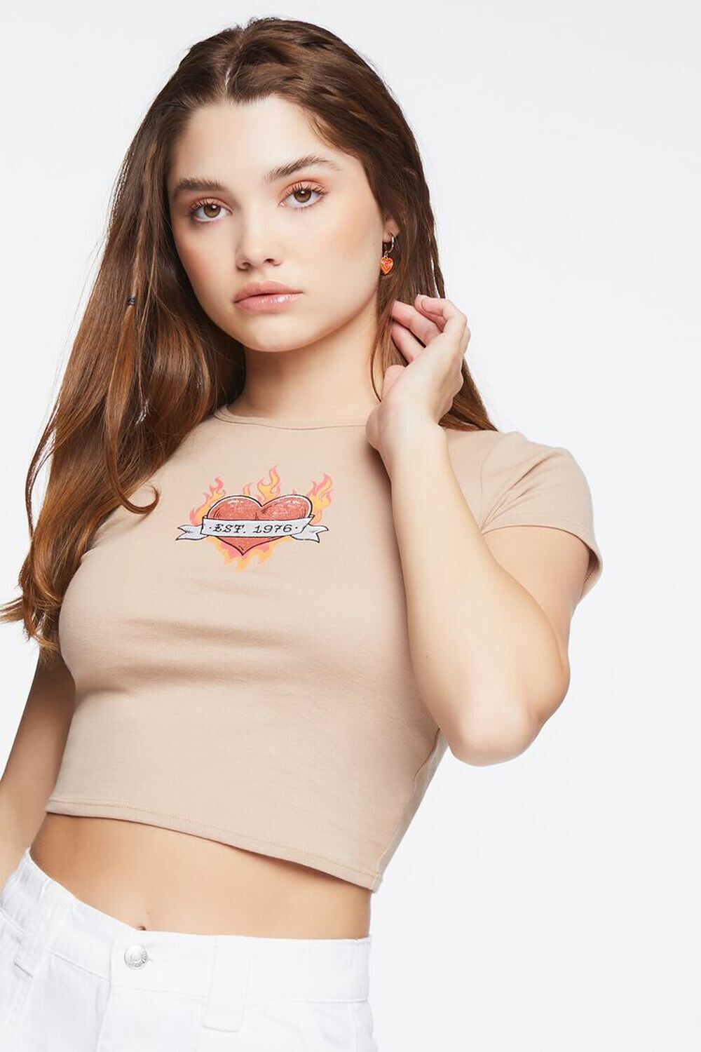 

Детская футболка с рисунком Flaming Heart Forever 21, серо-коричневый