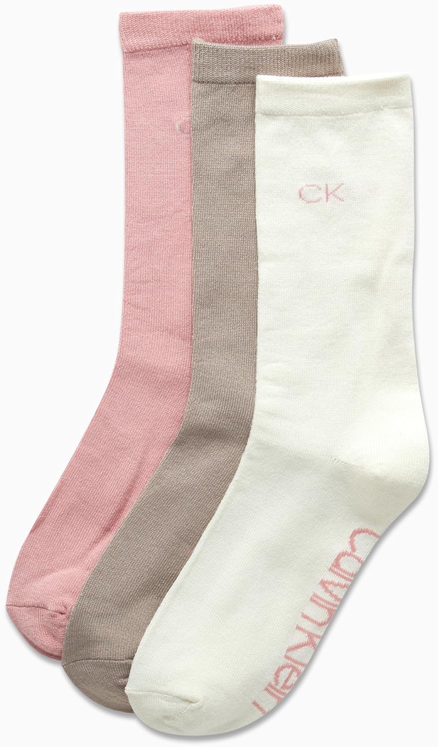 Женские носки Calvin Klein Crew Socks - 3 пары/4 пары спортивных носков из мягкого хлопкового гребня с ребристым узором до середины голени для женщин (размеры 4-10), Tan (3 Pk) — фото 3