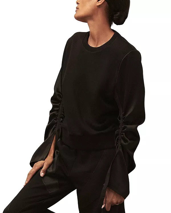 

Свитшот из комбинированной ткани плие Reiss, черный