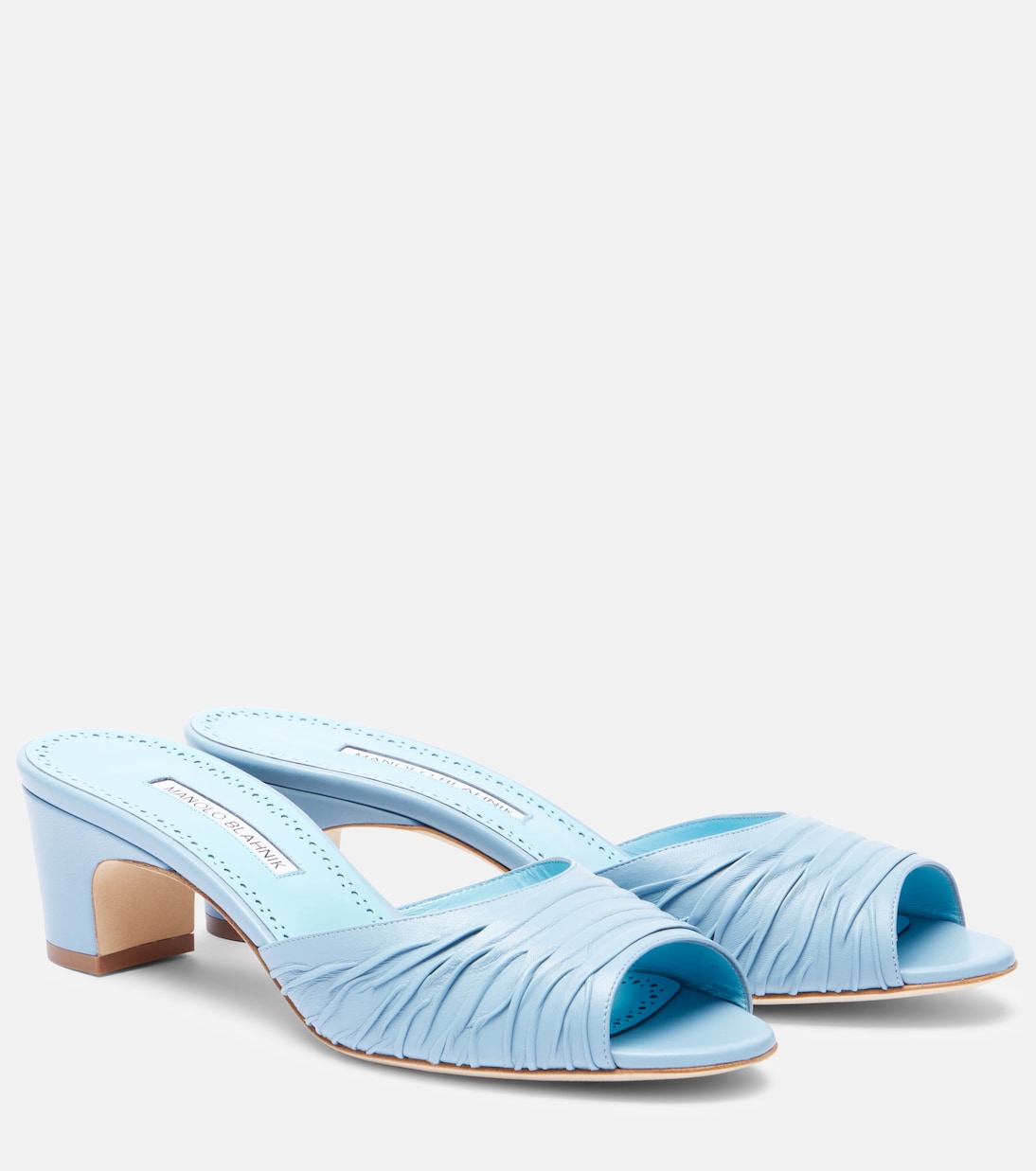 Пируабар мюли из гладкой кожи Manolo Blahnik, 4241 Mblu