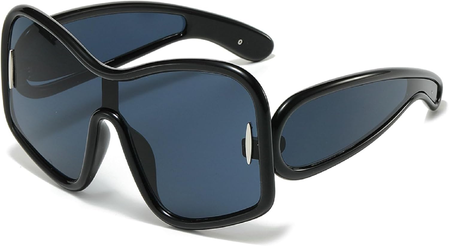 

Большие квадратные женские солнцезащитные очки класса люкс, модные цельные мужские очки для активного отдыха, спорта, вождения, с защитой от УФ-излучения UV400, ретро-заклепками, солнцезащитные очки N45 mincl, Black